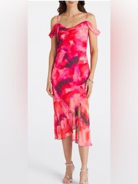 The General Good Solange Pink & Black Watercolor Maxi Dress